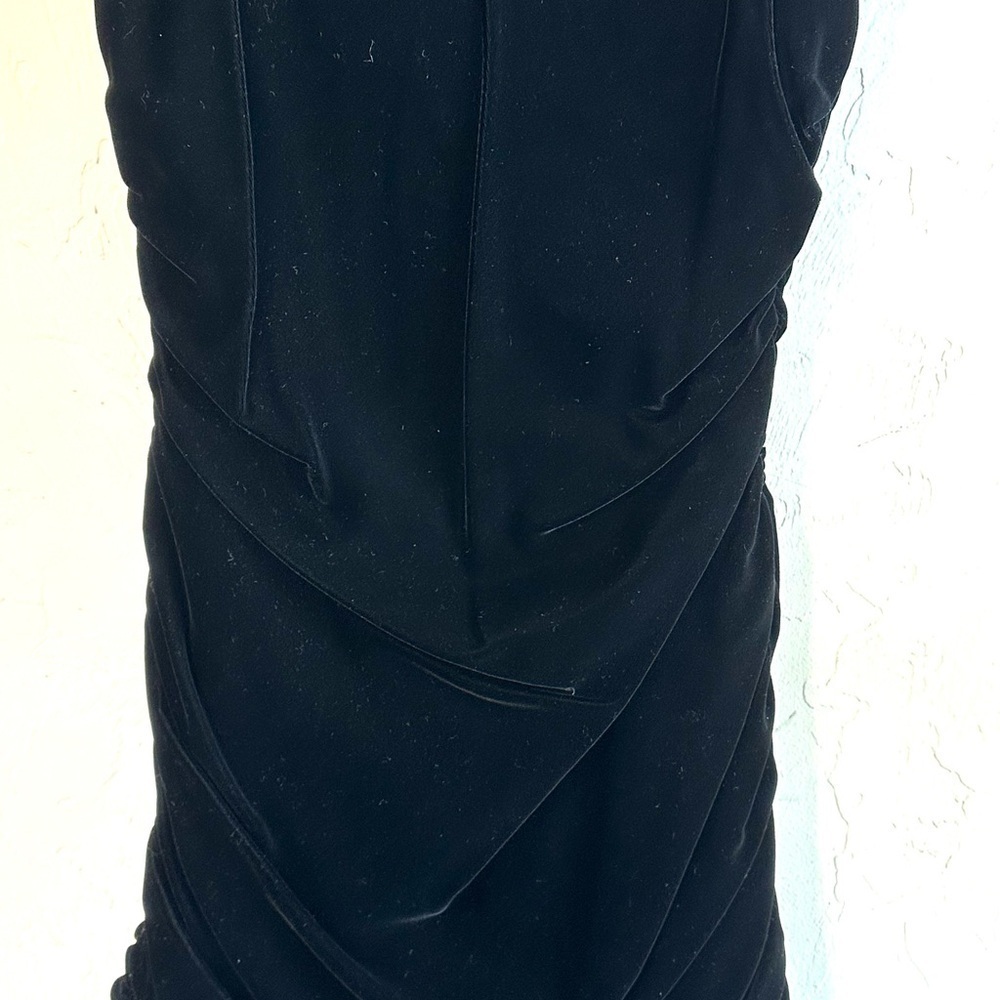 Vintage Oscar de la Renta Black Velvet Ruched Sides Bow Straps Formal Dress Sz S - Picture 4 of 17